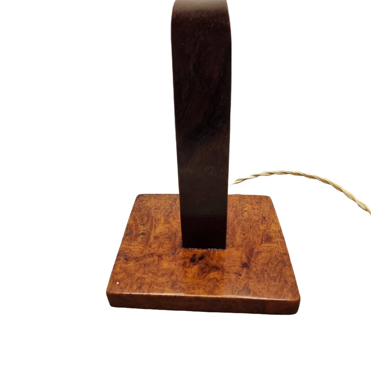 French Art Deco Table Lamp With Walnut