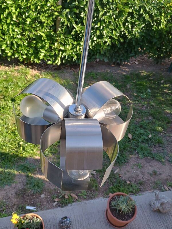 Suspension lustre Space Age en aluminium brossé vers 1970 Pop Art Design