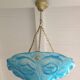 Suspension in blue glass paste signed Degué / art deco style