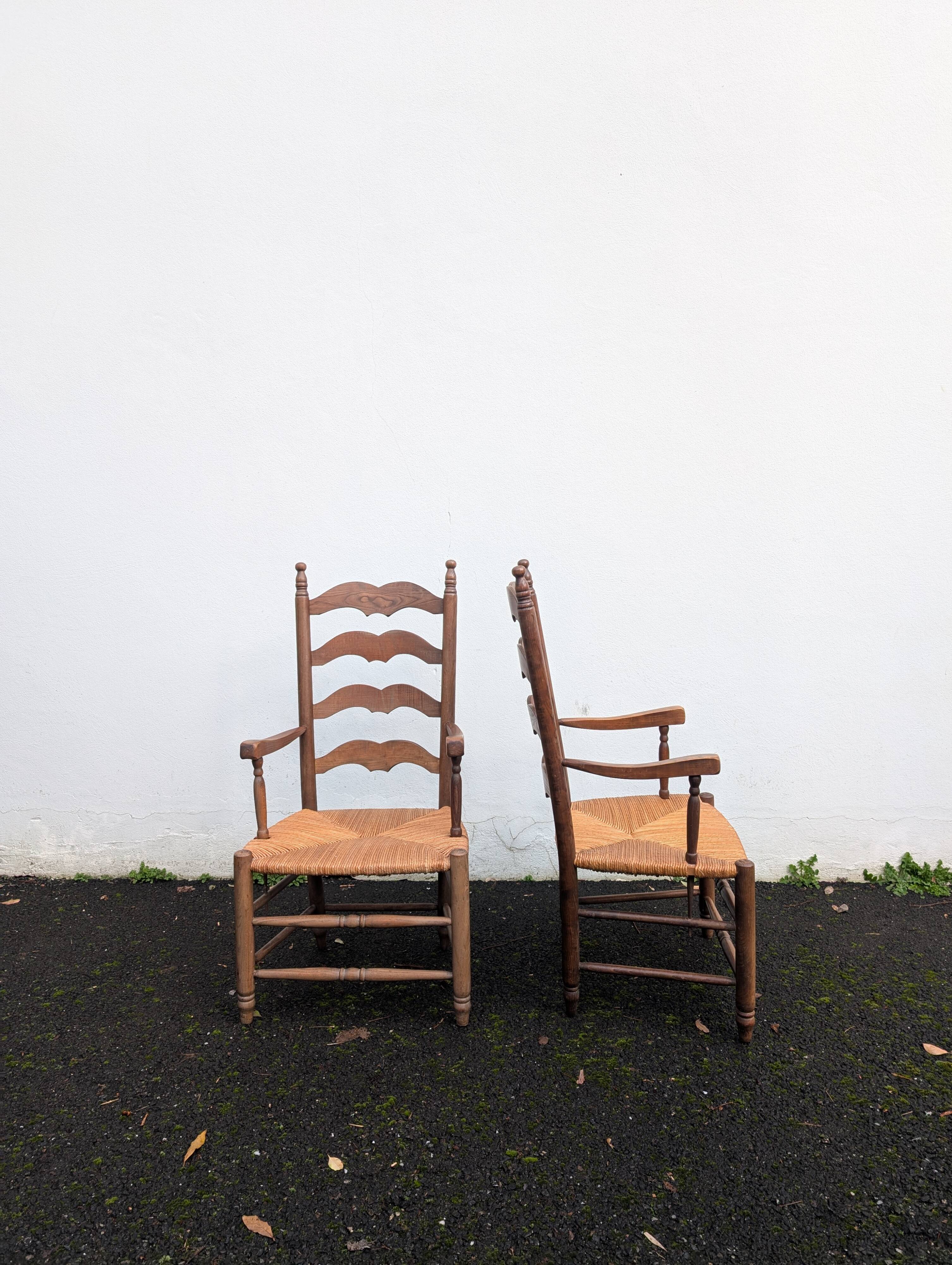 Pair of straw armchairs