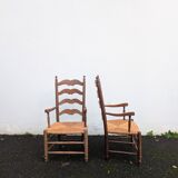 Pair of straw armchairs