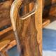 Sculptural high-back chairs in solid olive wood from the 1960s, set of 6.