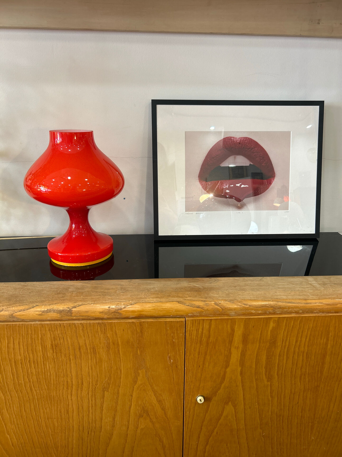 Vintage opaline orange bedside lamp štěpán tabera