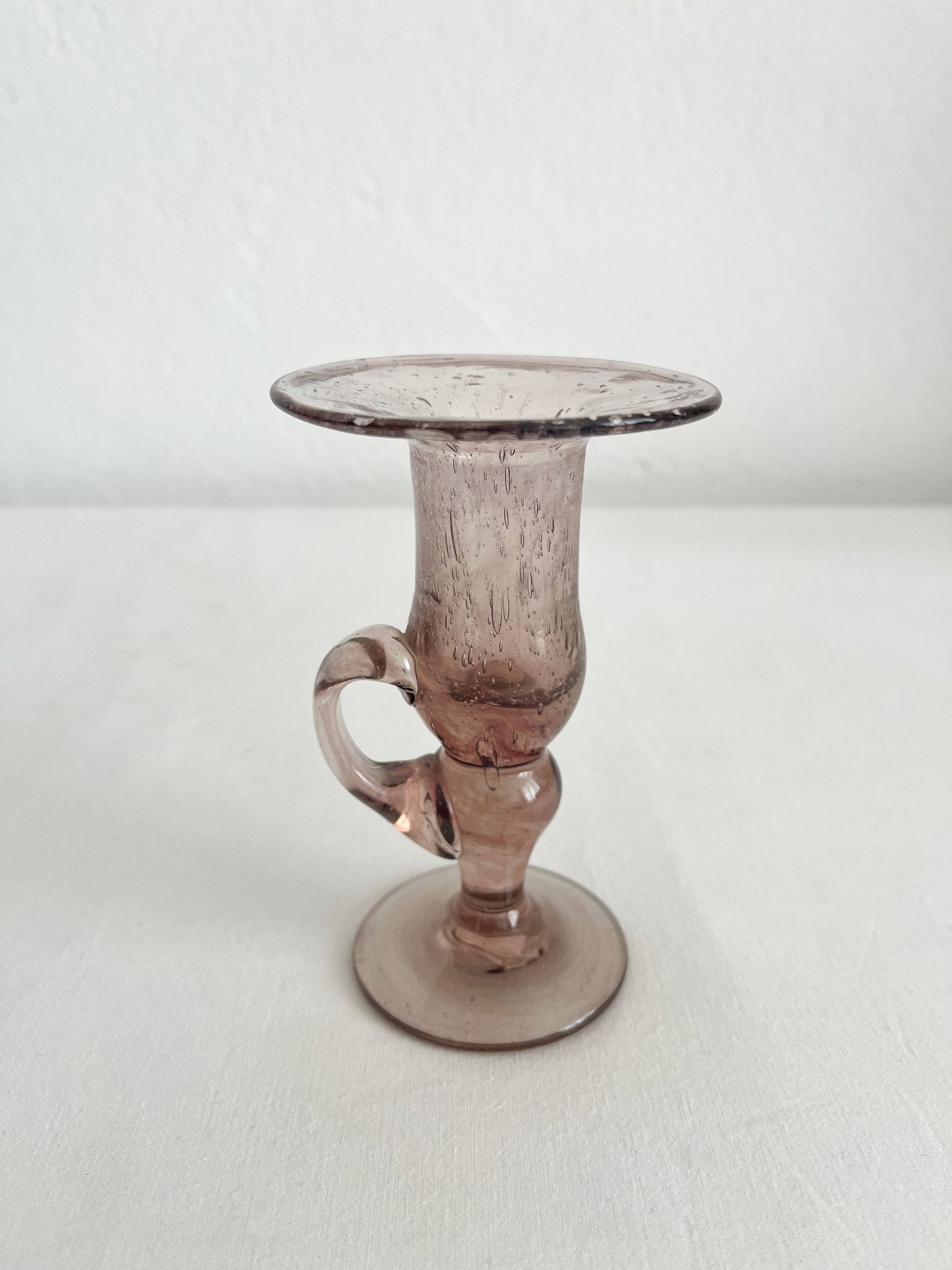 Bougeoir en verre soufflé bullé Biot vintage