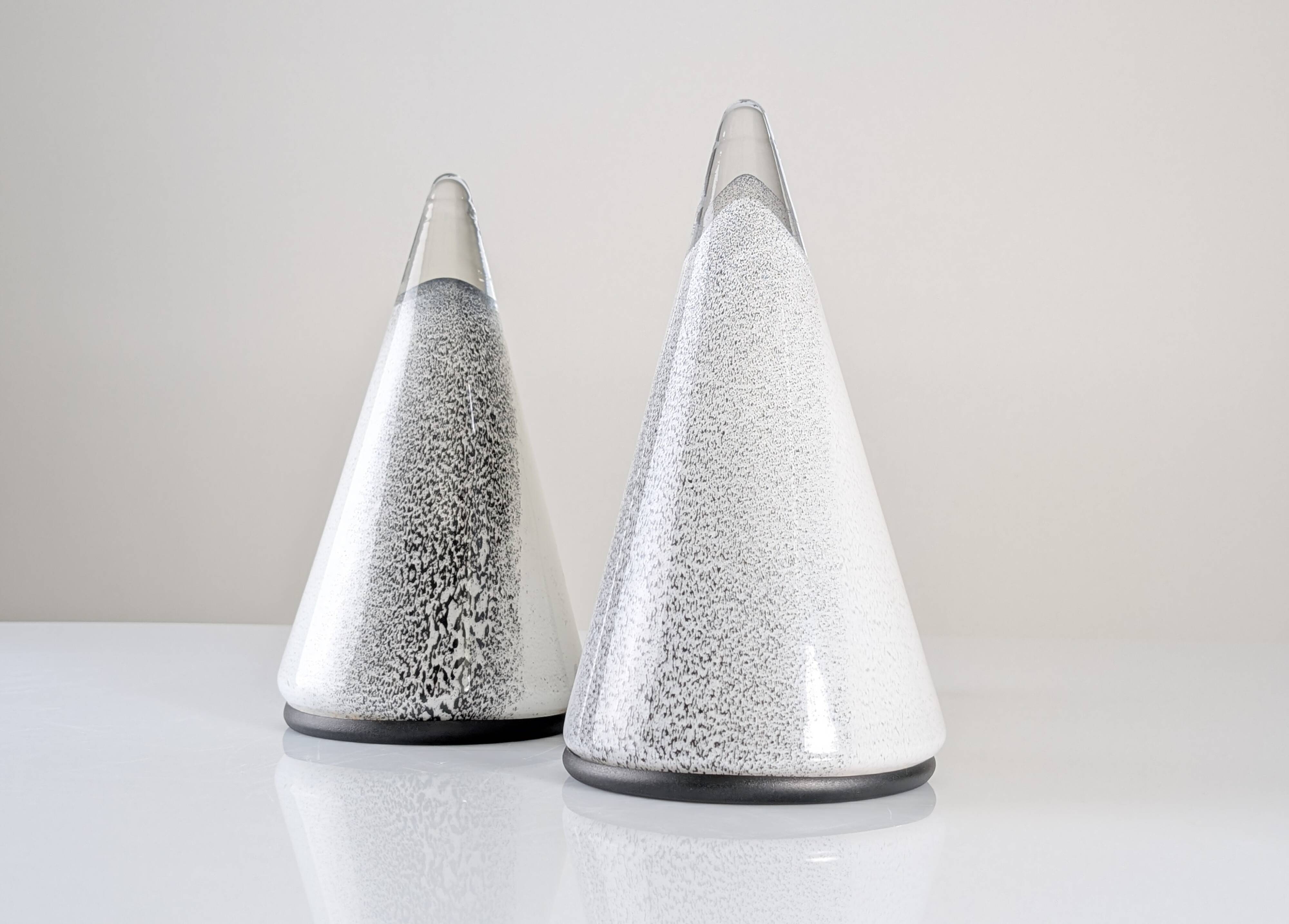Pair of Italian Murano Glass Cone Table Lamps 1980s