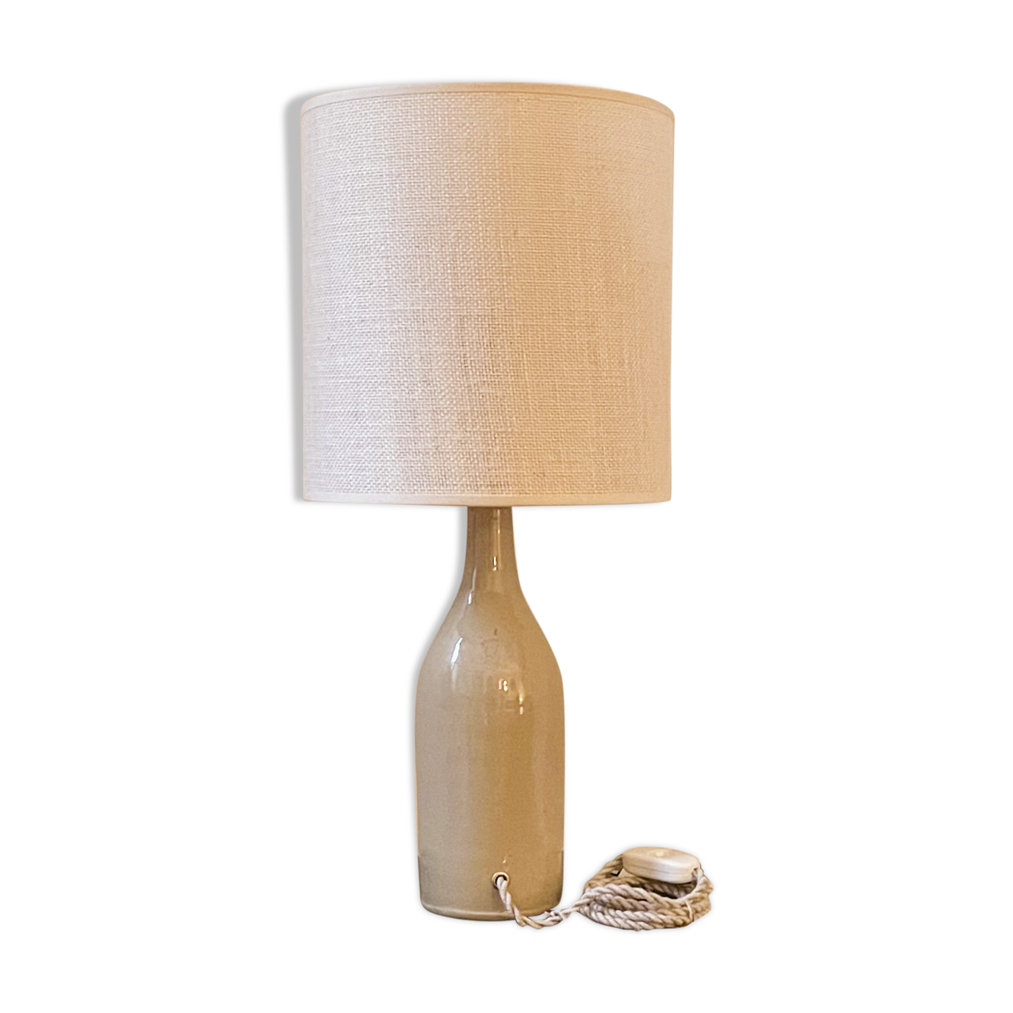 Stoneware and woven jute lamp