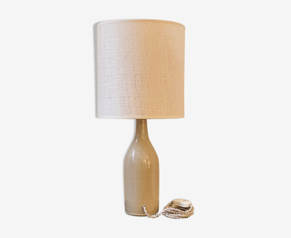 Lampe grès et jute tissée