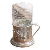 Glass and metal grog mug "Muguette"