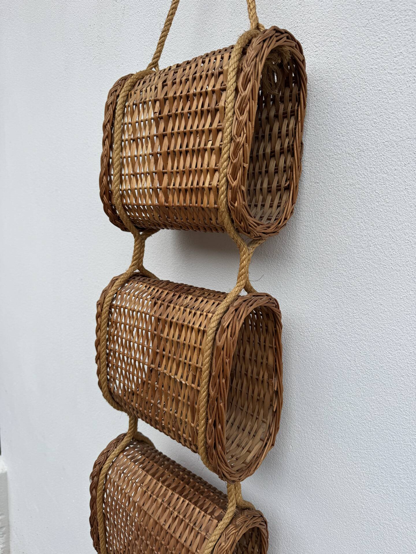 Suspended wicker rattan servant from the 1960s.