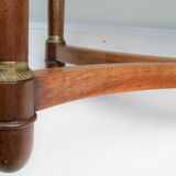 Mahogany coffee table, green leather, bronze Empire style