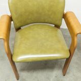 Bruno Rey solid beech bridge armchair for Dietiker 1960 green