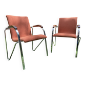 Pair of 1970s chrome metal armchairs