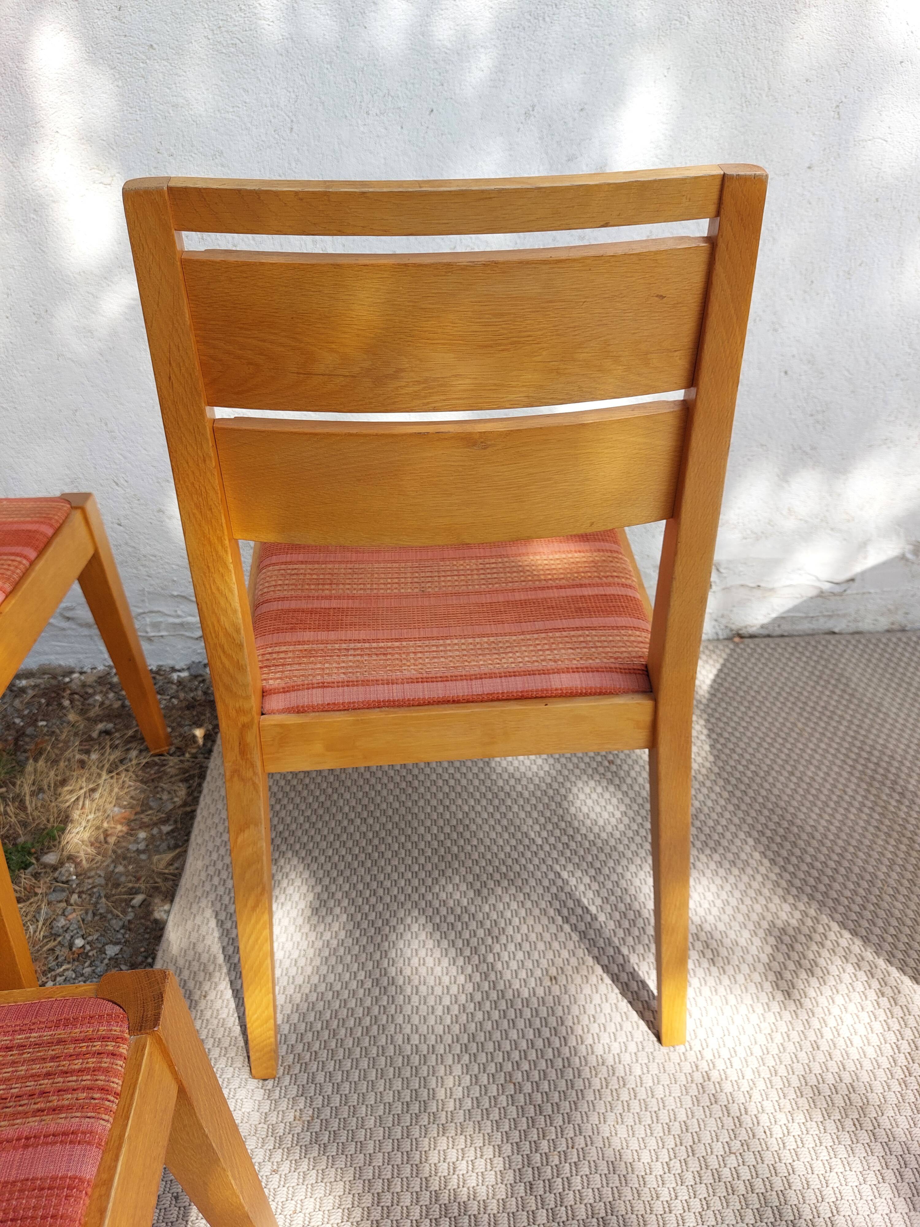 4 cosy chairs, solid wood and fabric