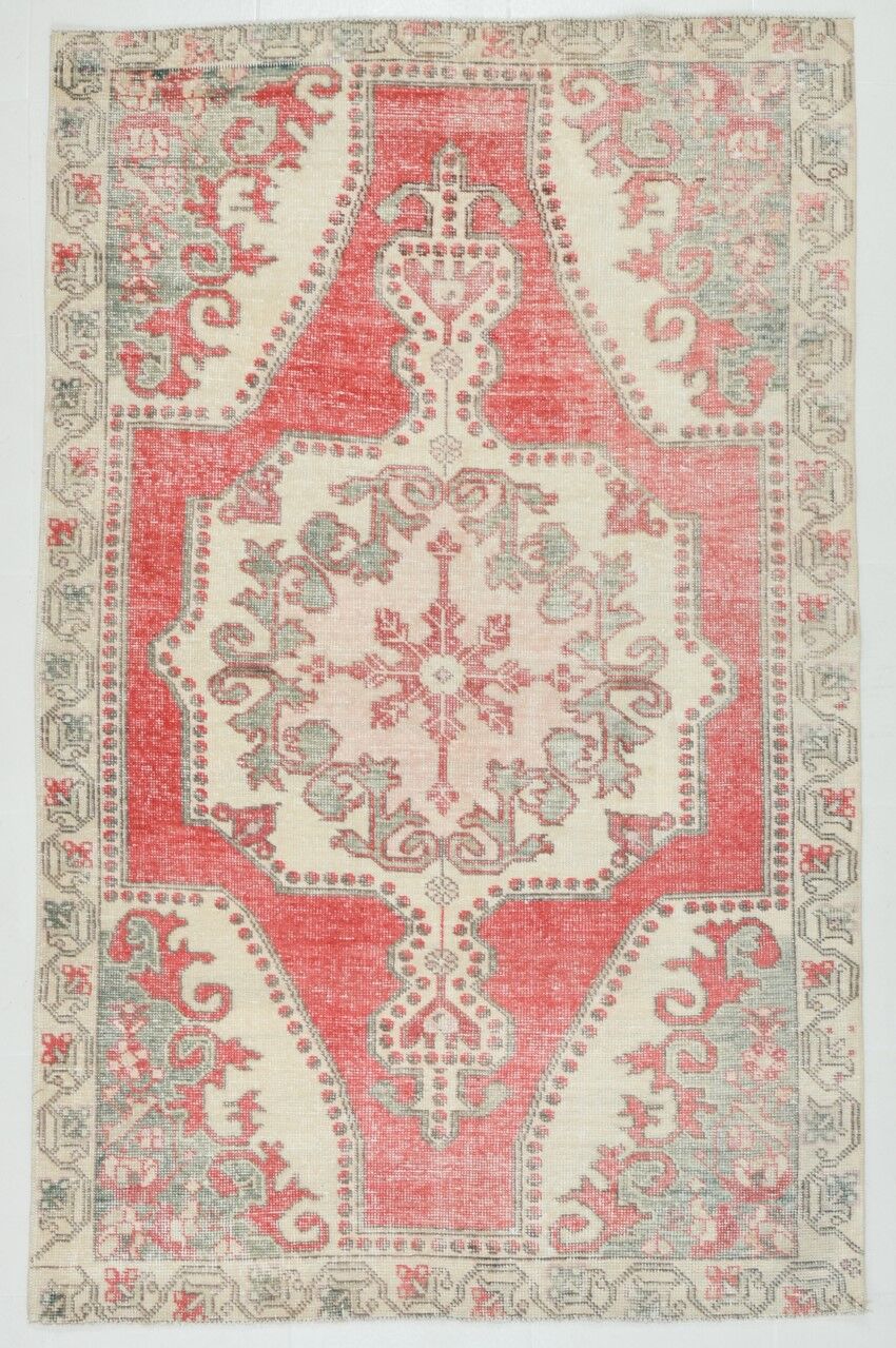 4x7 anatolian handmade vintage rug 215x138cm