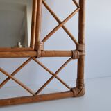 1970s Mid century Rattan wall mirror