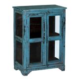Blue display cabinet, sideboard, teak wood, India