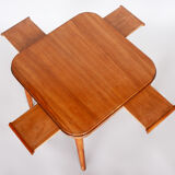 Restored Art Deco Cherry-Tree Card Table, New Varnish, Czechia, 1940s
