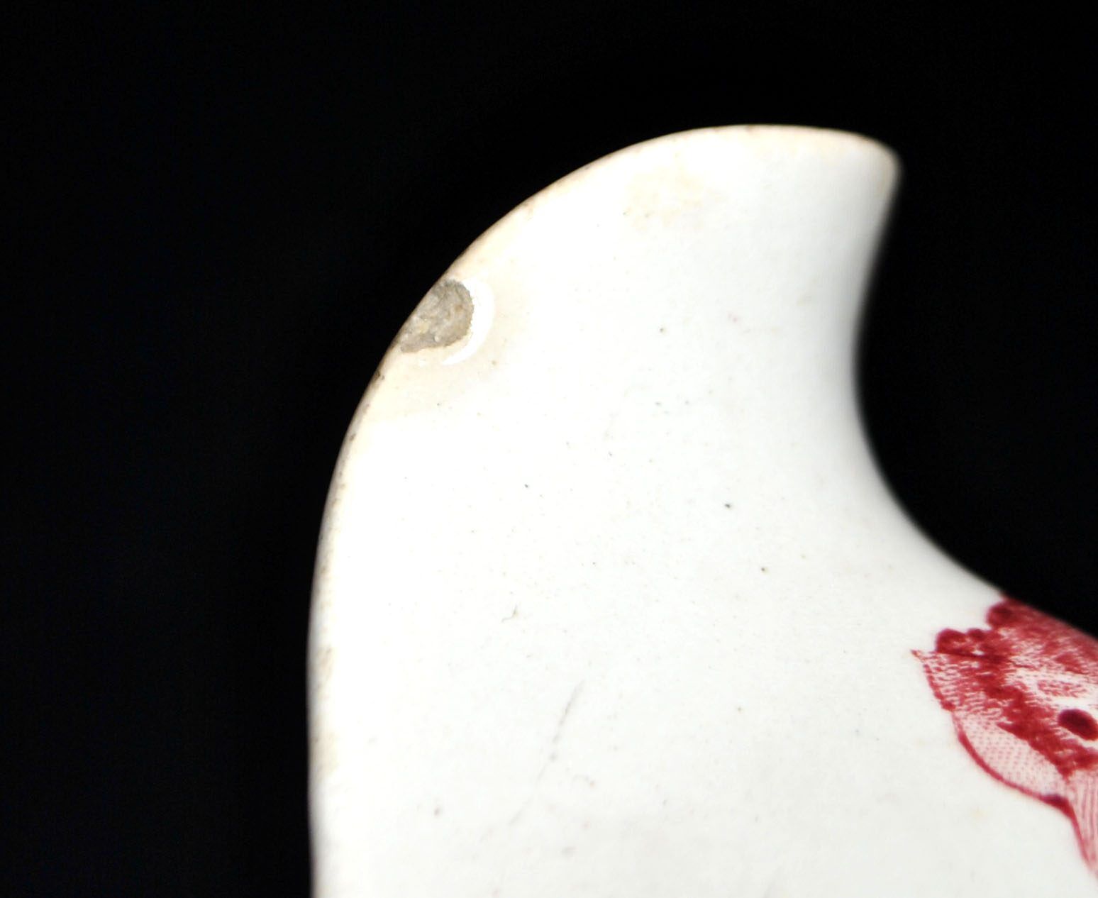 Sarreguemines earthenware gravy boat, Red Favorite with birds