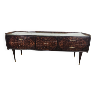 Mid Century 70's Chest of Drawers with Glass Top