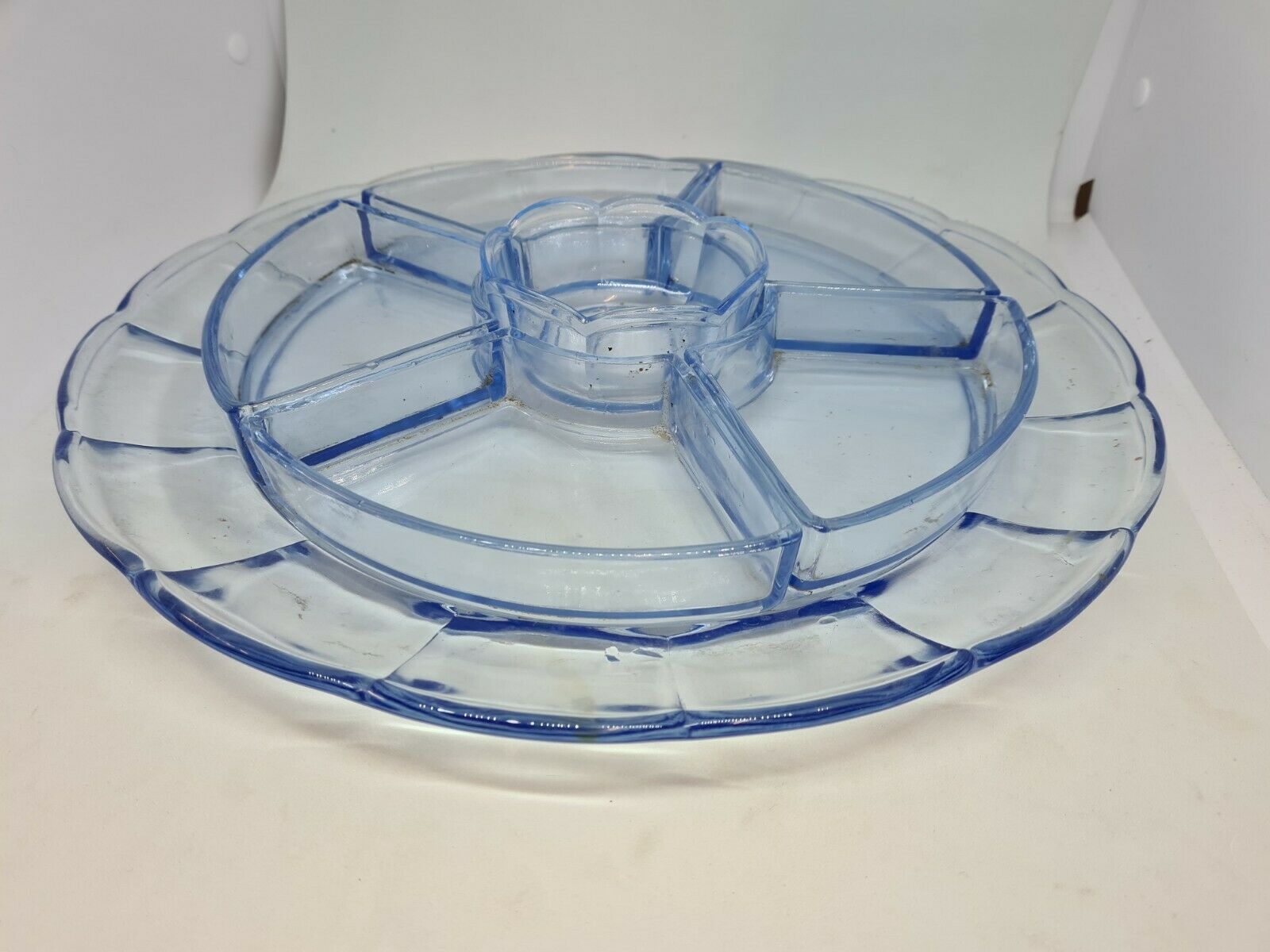 Tapas dish with glass compartments