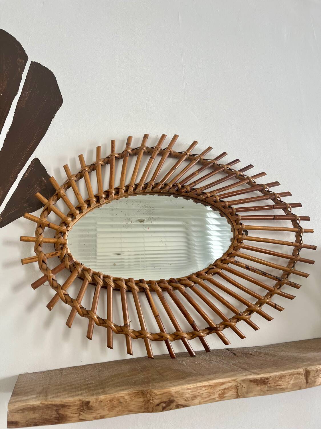 Vintage rattan mirror