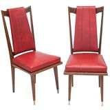 Pair of red Art Deco chairs, 1950