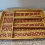 Cutlery rack in wicker and bamboo