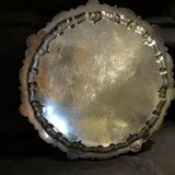 Silver metal tray engraved in late 19th century England rock style