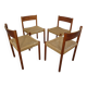 Teak & Papercord Dining Chairs by Poul M. Volther for Frem Røjle, Denmark, 1960s, Set of 4