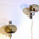 Sciolari, pair of chrome wall lights, smoked glass, Italy, 1970s