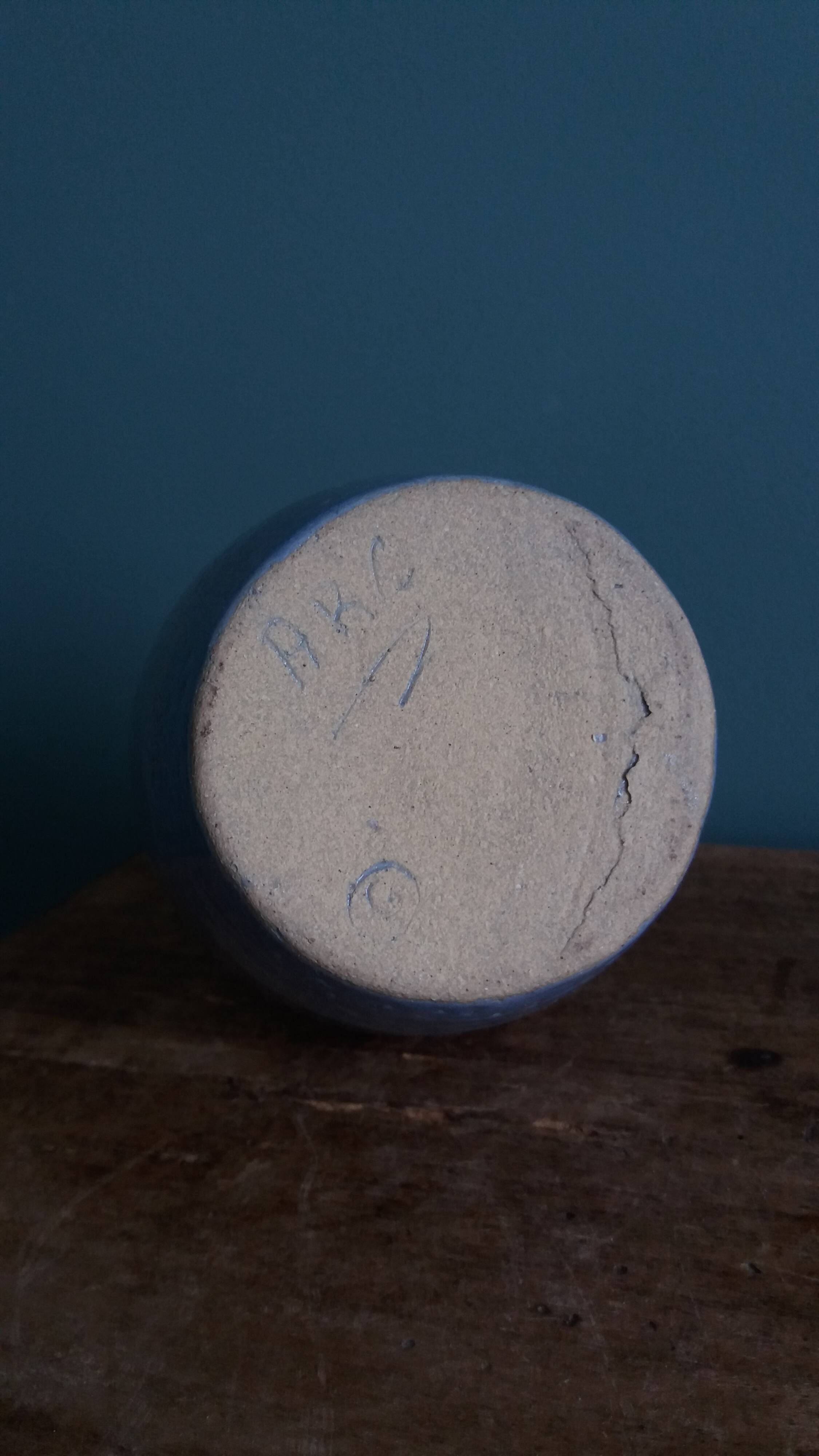 Vase bouteille signé en grès émaillée, céramique artisanale