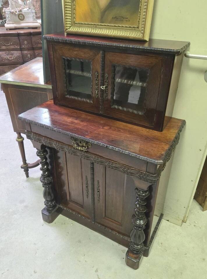 Buffet Bibliothéque deux corps en palissandre, époque Napoléon III
