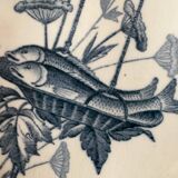 2 raviers en faience Badonviller décor poisson modele ecran
