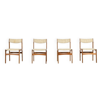 Suite de 4 chaises Erik Buch en teck et laine