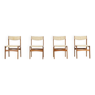 Set of 4 Erik Buch teak and wool chairs