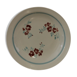 Dish in faience 50s floral decoration blue and pink
