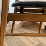 Series of 4 wooden & imitation leather chairs