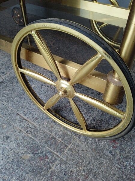 Serving rolling table golden aluminum ep 1970 vintage