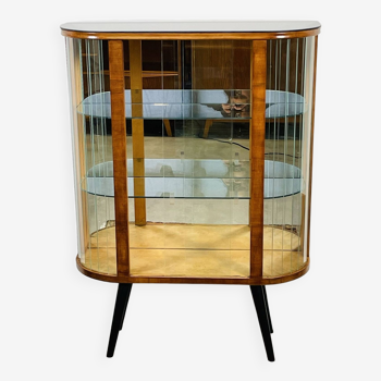 Art deco standing display case with glass slats