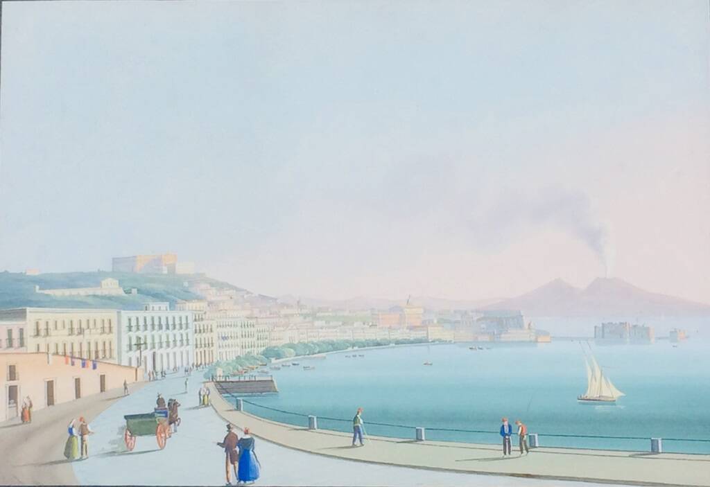 Neapolitan gouaches: View of Naples. 19th century. Giuseppe Scoppa (attributed)