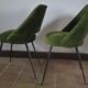 Pair of chairs tonneau moumoute green feet metal compass