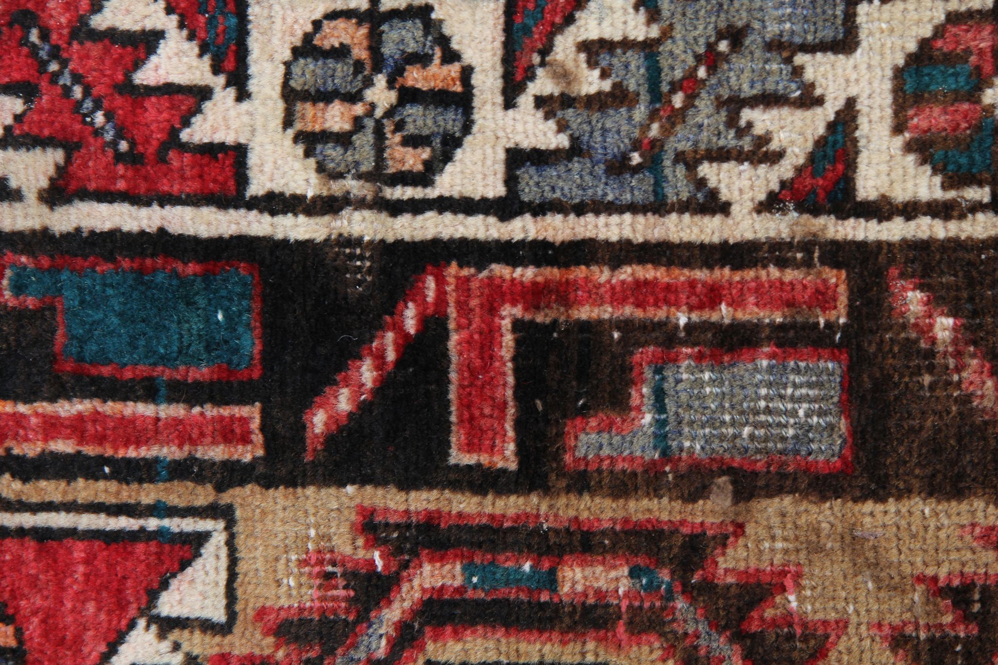 Traditional tribal wool runner rug long handmade oriental wool carpet 100x450cm