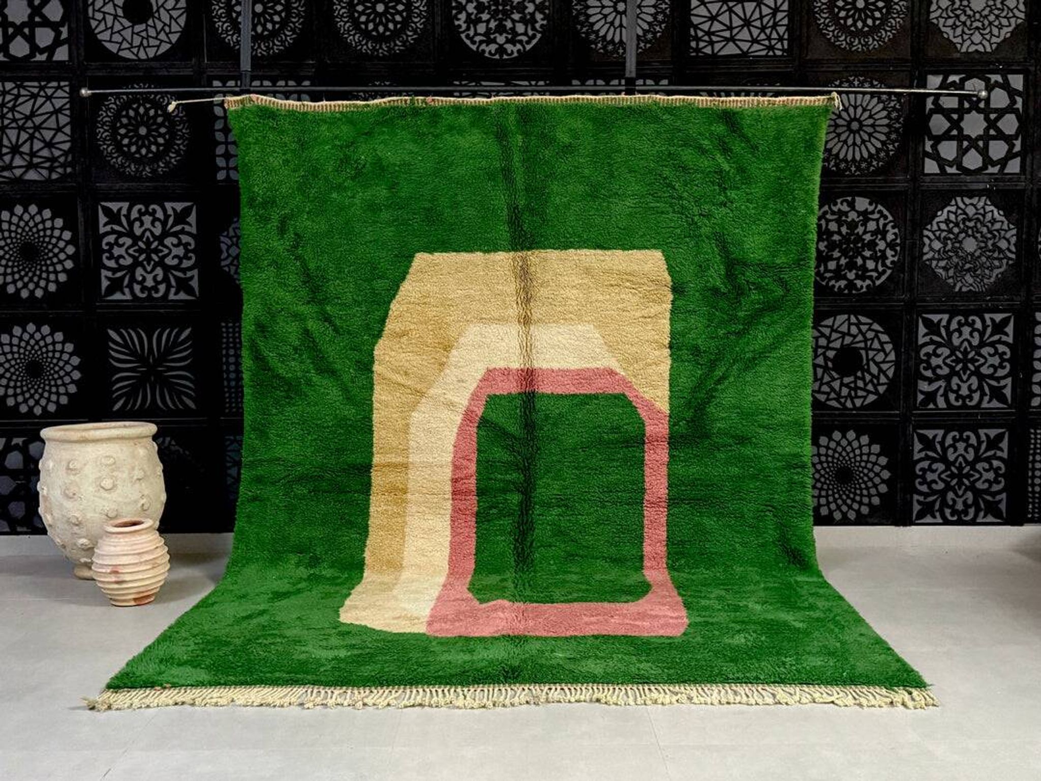 Custom green Moroccan rug 2.5/1.6
