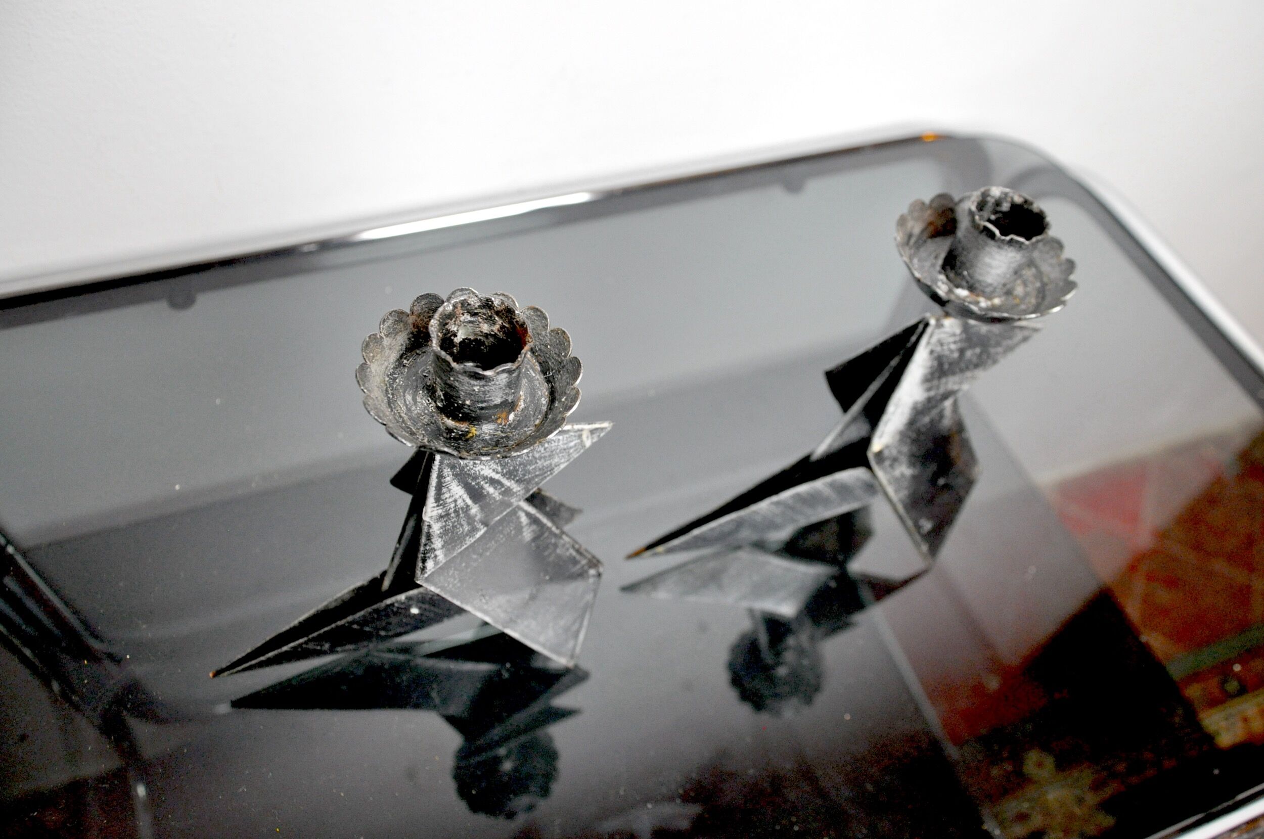 Pair of candlesticks "birds", folk art, Denmark, 1970