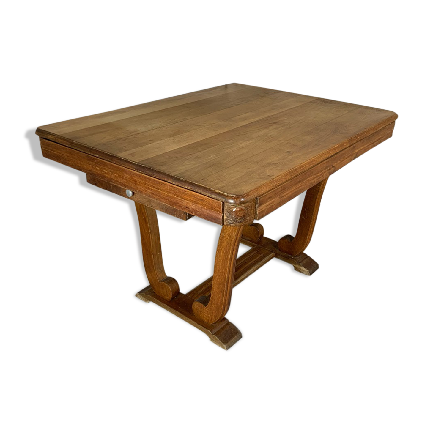 Table en chêne art déco avec rallonge 1920