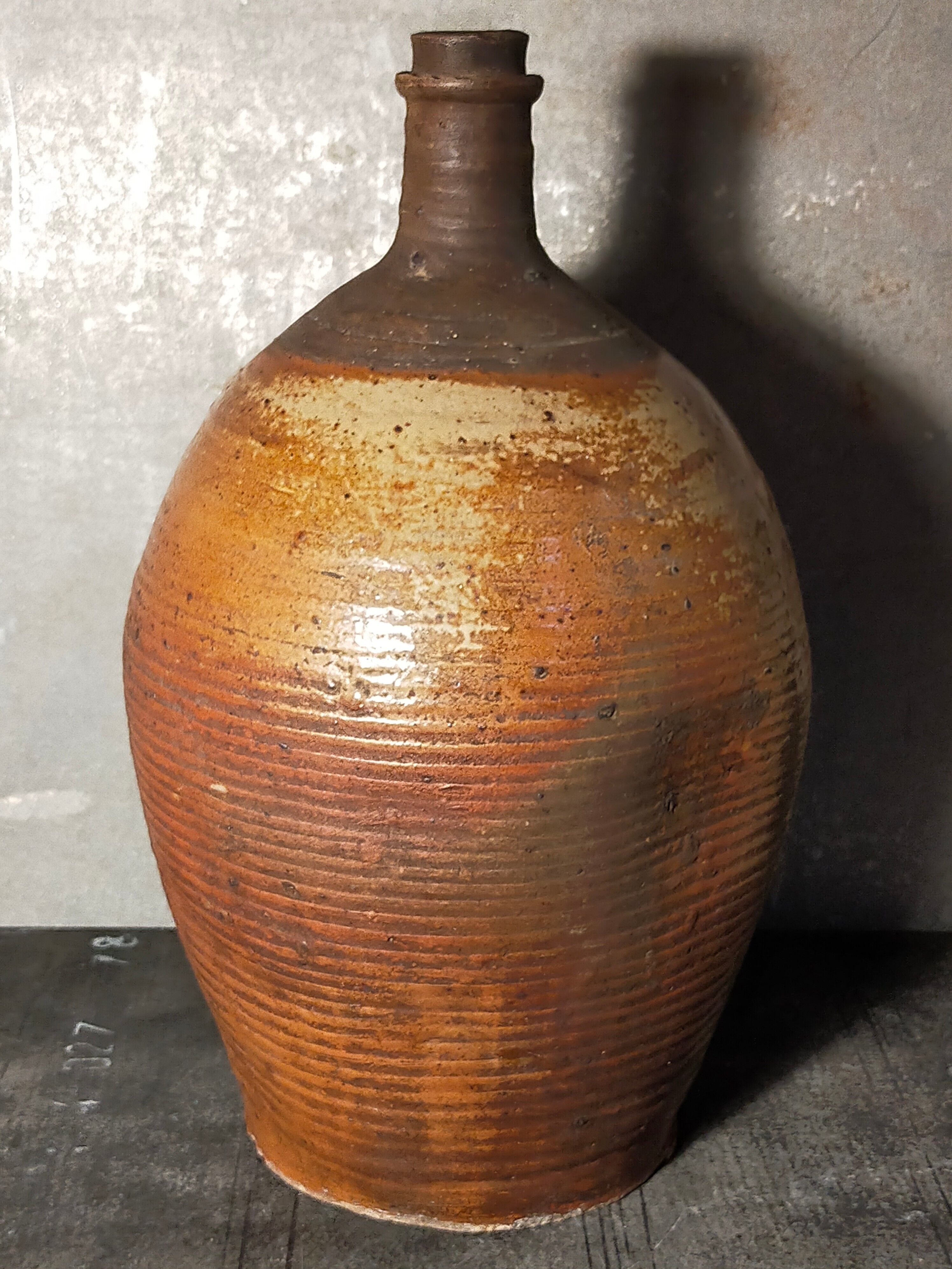 Potter bottle enamelled earth art-populaire XIXth