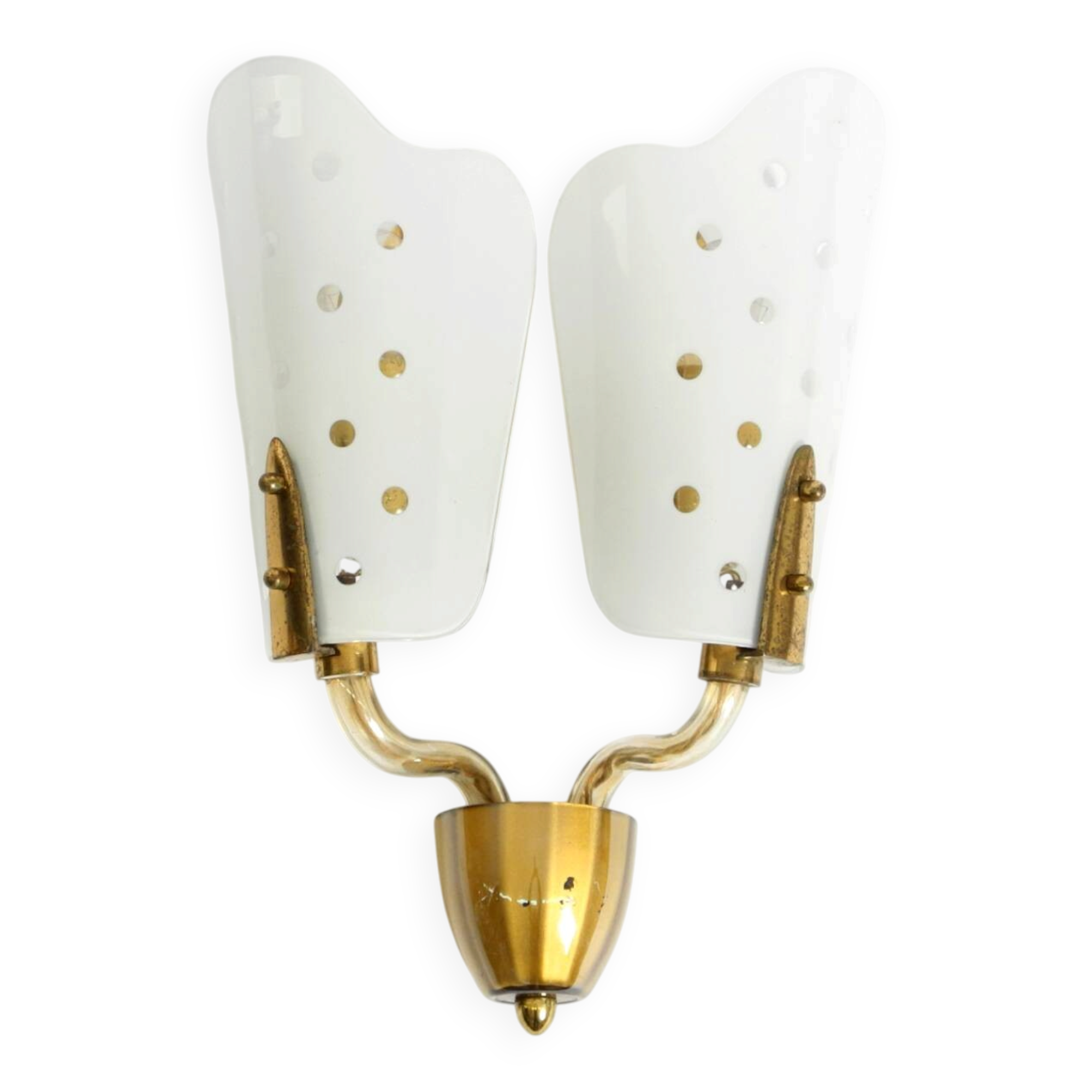 Beautiful large Mid Century Modern wall lamp made of brass and glass