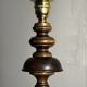 Brutalist wood turned and cast iron large table lamp, 1960s