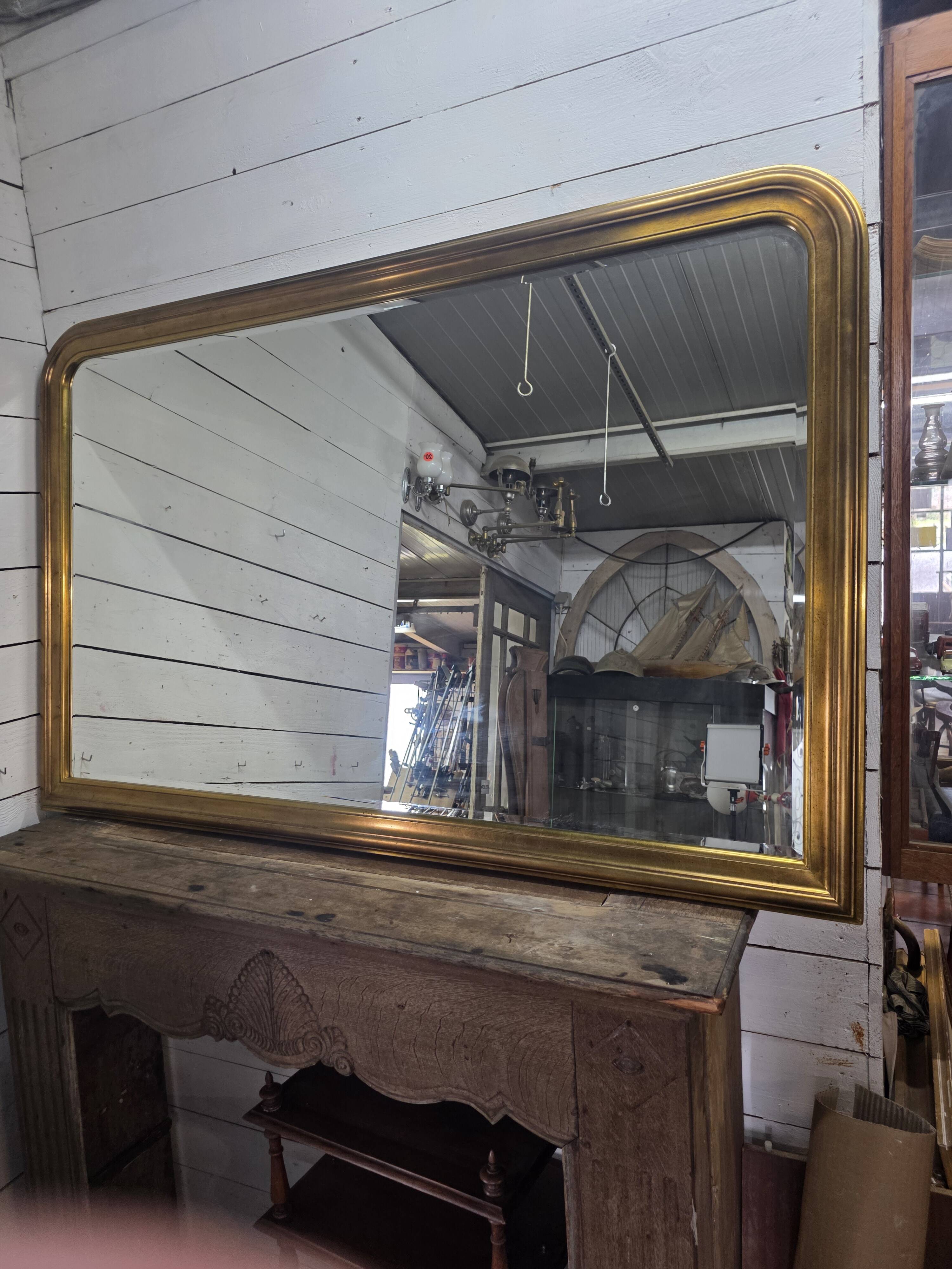 Louis Philippe style gilded mirror, mid-20th century, bevelled mirror.