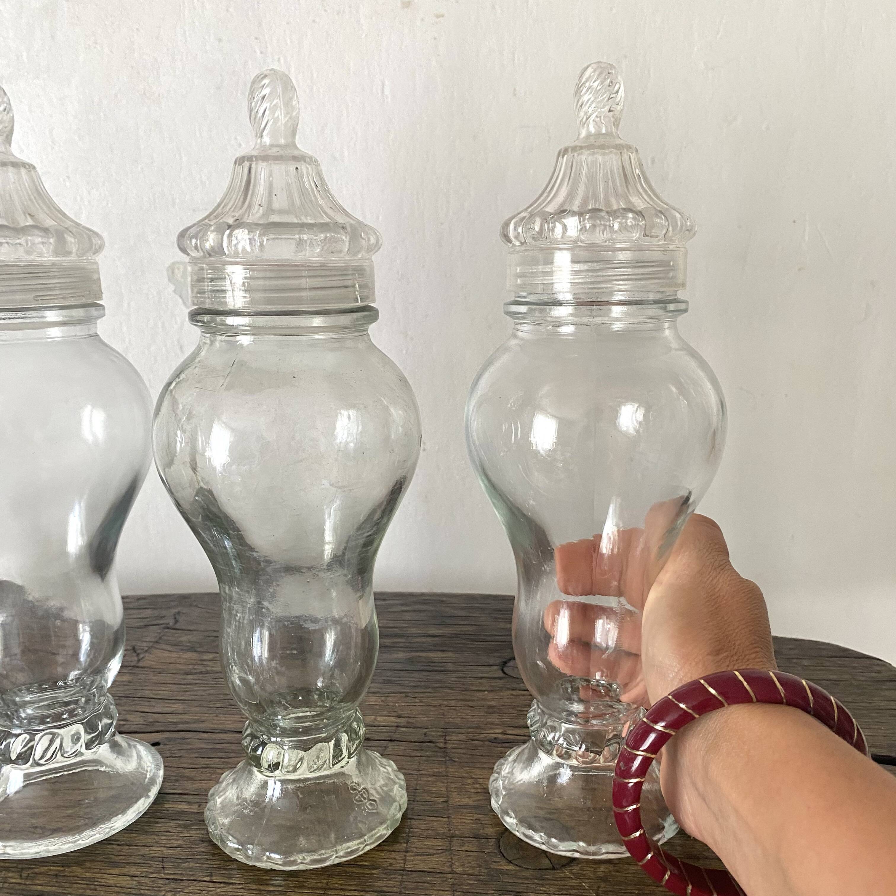 Bonbonnière en verre , bocal en verre avec couvercle